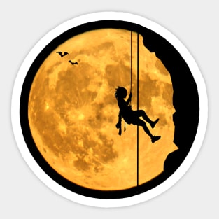Mountaineering free climbing bouldering moon sky Sticker